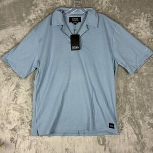 Native Youth Mens XL Light Blue Cotton V-Neck Short Sleeve Polo Shirt NWT